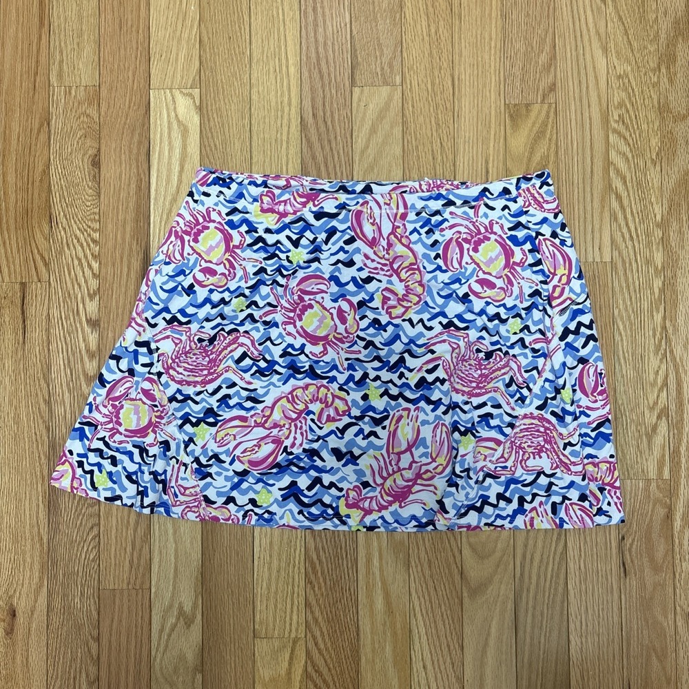 IBKUL Women's Bonnie Print Golf Skort Crab & Lobster Neon Pattern - Medium